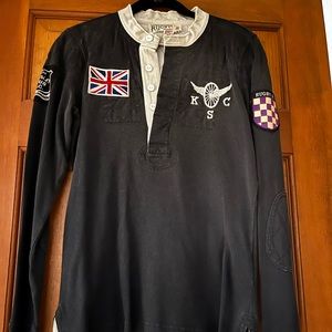 NEW Women’s Ralph Lauren Grey with Embroidered Patches RUGBY Shirt M